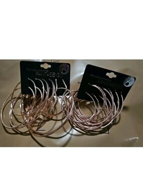 2 Multi Packs of Hoop Earrings In Various Sizes 12 Pair Total New In Package